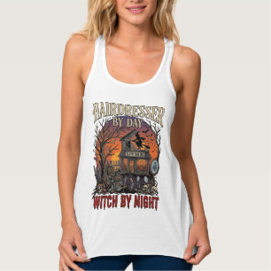 Hairdresser Day Witch Night Halloween Salon Skulls Singlet