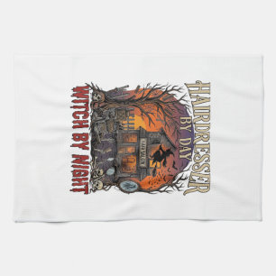 Hairdresser Day Witch Night Halloween Salon Skulls Tea Towel
