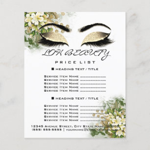 Hairdresser Eyelashes Makeup Price List Floral Flyer