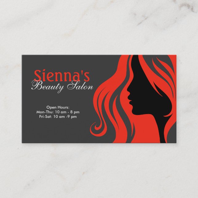 Hairdresser (firebrick) business card (Front)