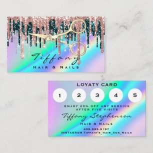 Hairdresser Golen Scissors Rose Loyalty Holograph Business Card