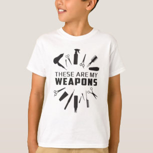 Hairdresser Hair Stylist Barber Weapons Funny Gift T-Shirt