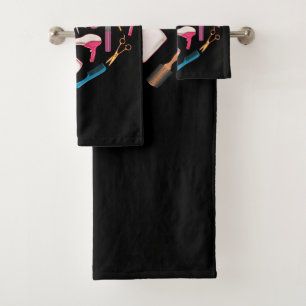 Hairdresser Hairstylist Tool Heart Bath Towel Set
