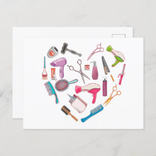 Hairdresser Hairstylist Tool Heart Postcard