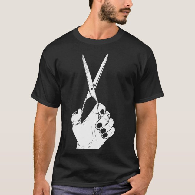 HairDresser Hand Scissor Beautician Cool Hair T-Shirt (Front)