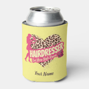 Hairdresser Leopard Hair Hustler Hairstylist Can Cooler