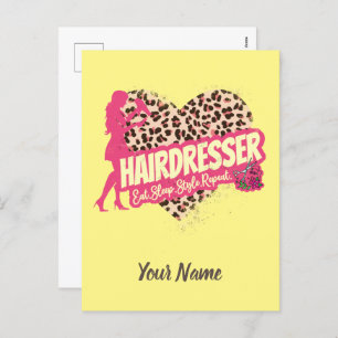 Hairdresser Leopard Hair Hustler Hairstylist Holiday Postcard