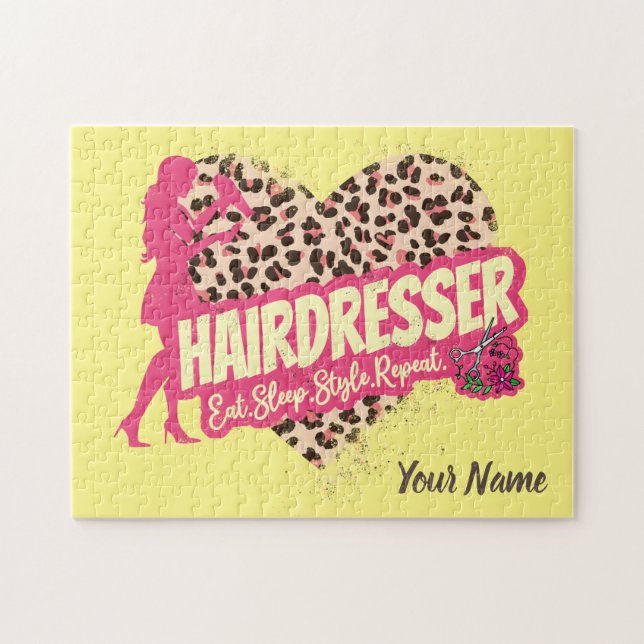 Hairdresser Leopard Hair Hustler Hairstylist Jigsaw Puzzle (Horizontal)
