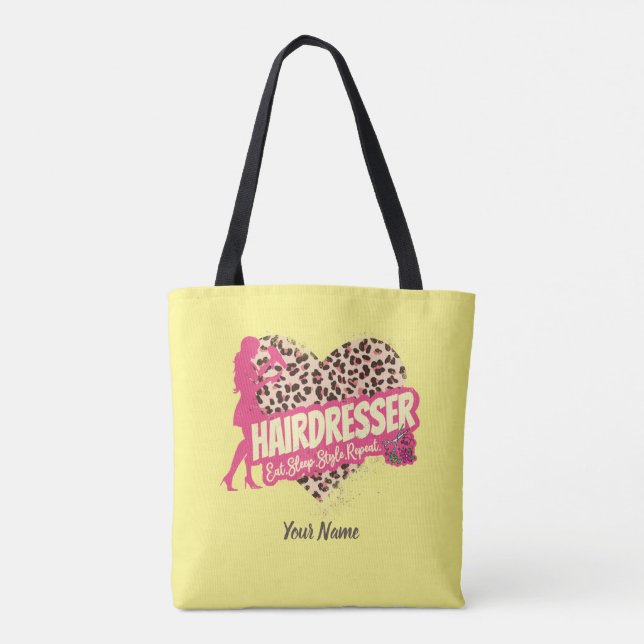 Hairdresser Leopard Hair Hustler Hairstylist Tote Bag (Back)