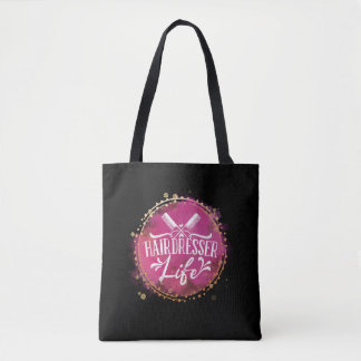 Hairdresser Life Beautician Hair Stylist Pink Gold Tote Bag