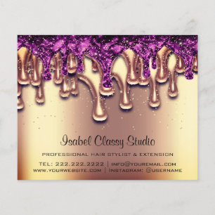 Hairdresser Nail Stylist Gold Confetti Drips Flyer