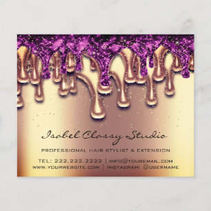 Hairdresser Nail Stylist Gold Purple Drips Flyer
