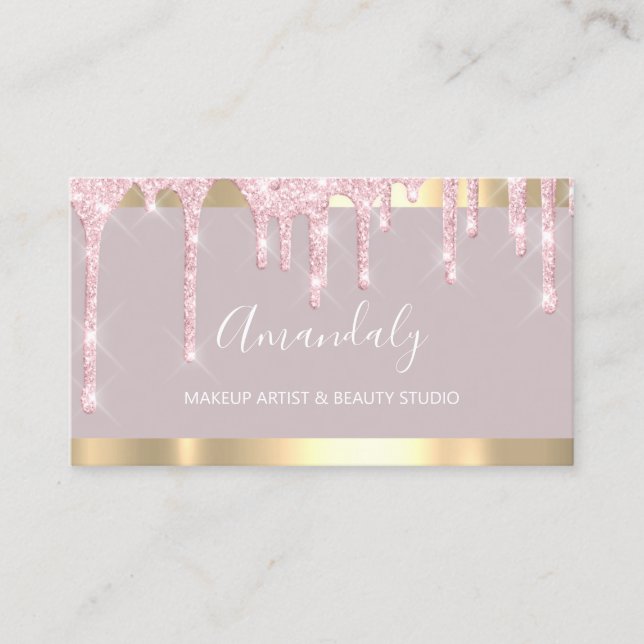 Hairdresser Nails Lash Makeup Artist Pink Drip Business Card (Front)