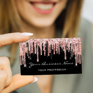Hairdresser Nails Makeup Eyelash Rose Black Business Card