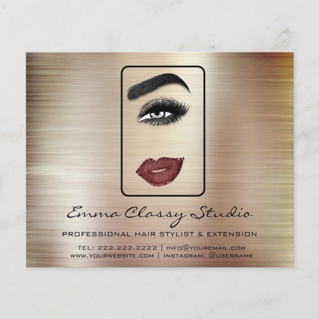 Hairdresser Price List Rose Lash Brow Makeup Lips Flyer (Front)