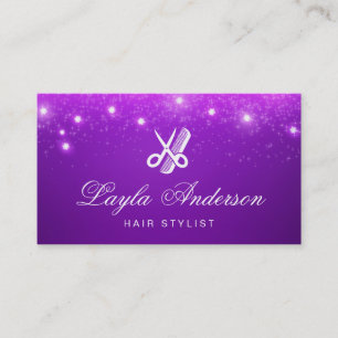 Hairdresser - Purple Stars Glitter Beauty Salon Business Card