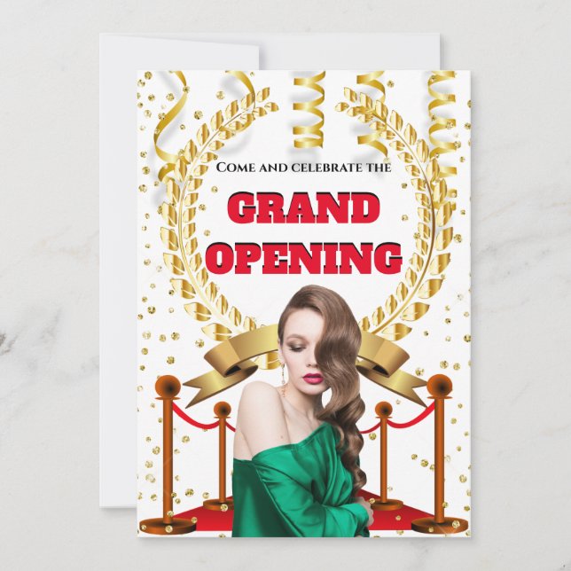 Hairdresser salon grand opening VIP red carpet Invitation (Front)