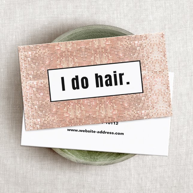 Hairdresser Salon Rose Gold Faux Sequins  Business Card (Creator Uploaded)