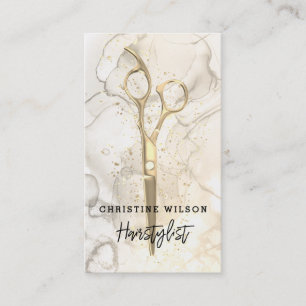 hairdresser scissors ink splashes business card