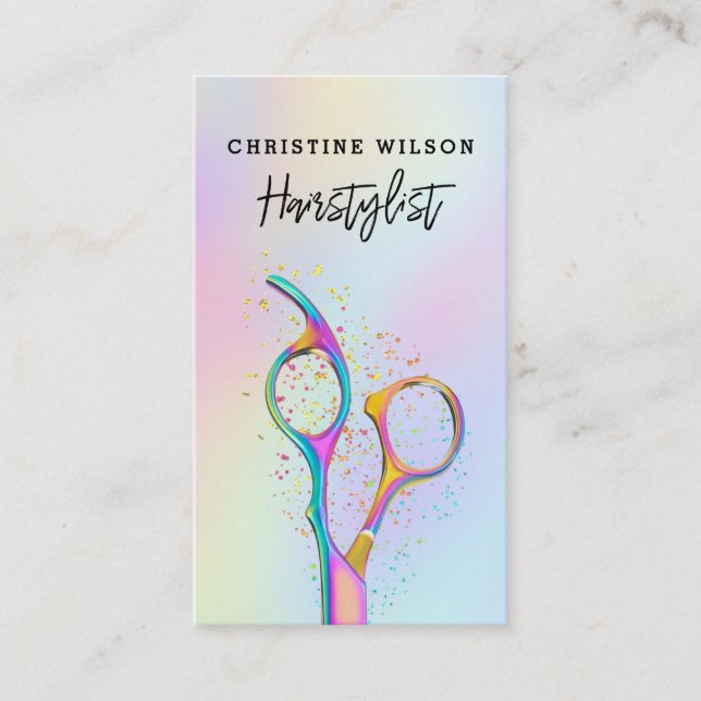 hairdresser scissors logo business card (Front)