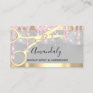 Hairdresser Scissors Pink Coiffeur Makeup Artist Business Card