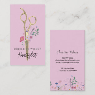hairdresser scissors wildflowers business card