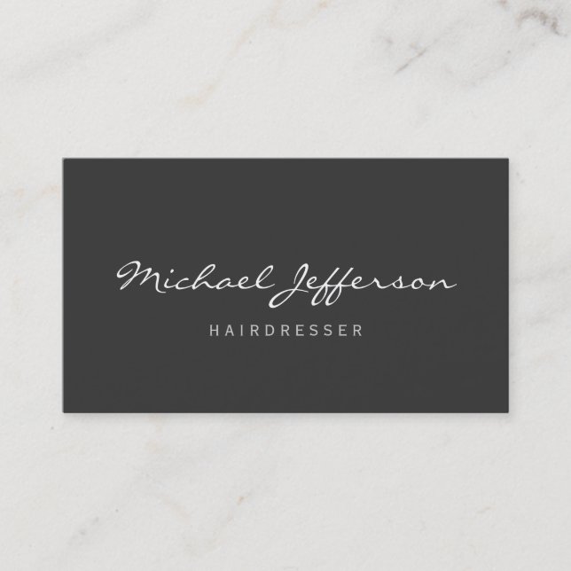 Hairdresser Script Professional Business Card (Front)