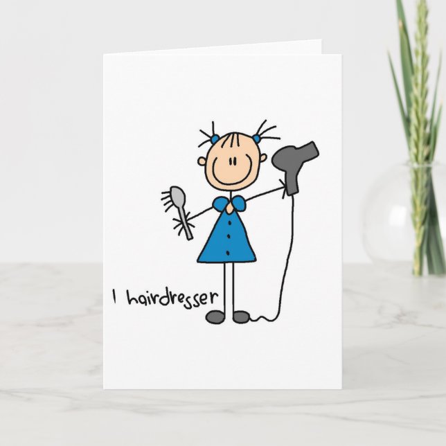 Hairdresser Stick Figure Card (Front)
