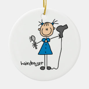 Hairdresser Stick Figure Ceramic Tree Decoration