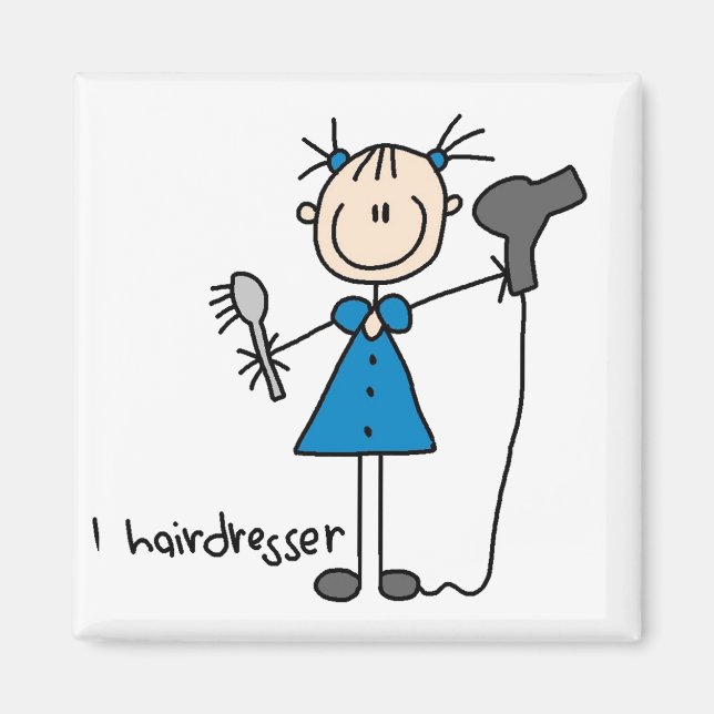 Hairdresser Stick Figure Magnet (Front)