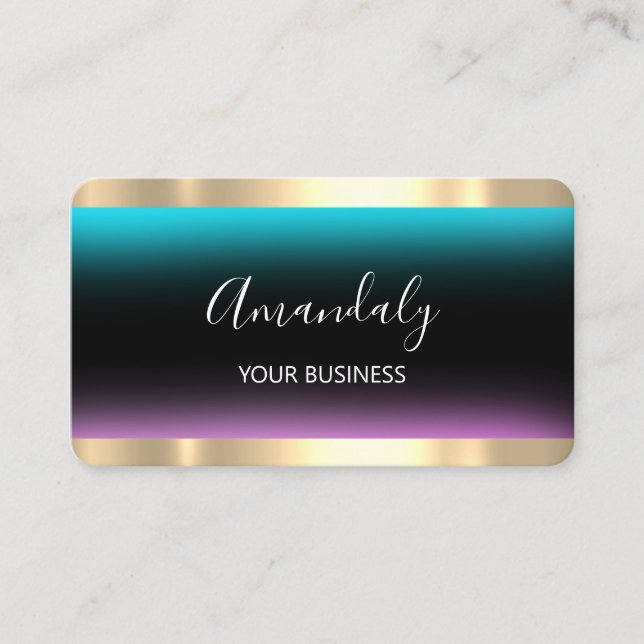 Hairdresser Stylist Coiffeur Scissors Gold Black Business Card (Front)