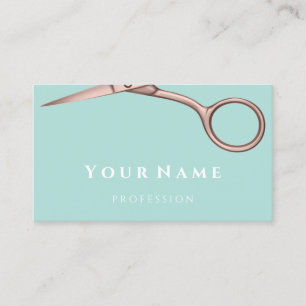 Hairdresser Stylist Scissors Rose Modern Aqua Mint Business Card
