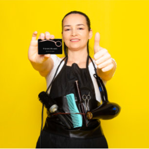 Hairdresser Stylist Scissors Rose Modern Simply Business Card