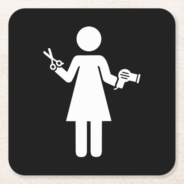Hairdresser Symbol Square Paper Coaster (Front)