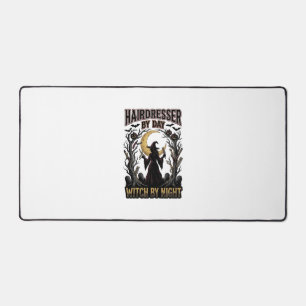 Hairdresser Witch Halloween Stylist by Day Design_ Desk Mat