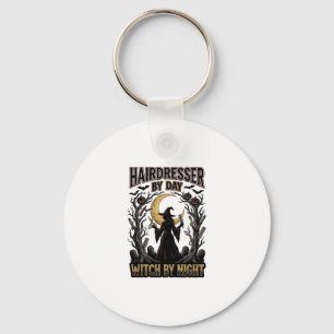 Hairdresser Witch Halloween Stylist by Day Design_ Key Ring