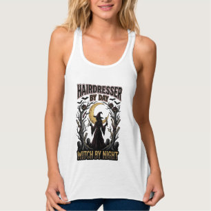 Hairdresser Witch Halloween Stylist by Day Design_ Singlet