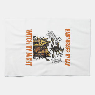 Hairdresser Witch Halloween Vintage Salon Shirt_1 Tea Towel
