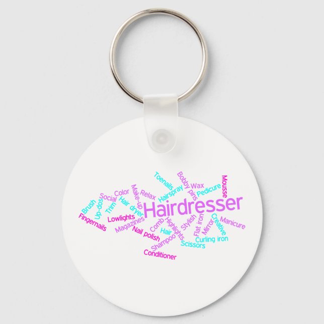 Hairdresser Word Cloud Keychain (Front)