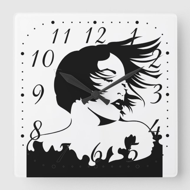 Hairdressers-beauty salon square wall clock (Front)