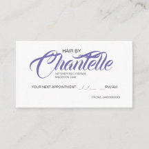 Hairdressing Appointment Card Purple