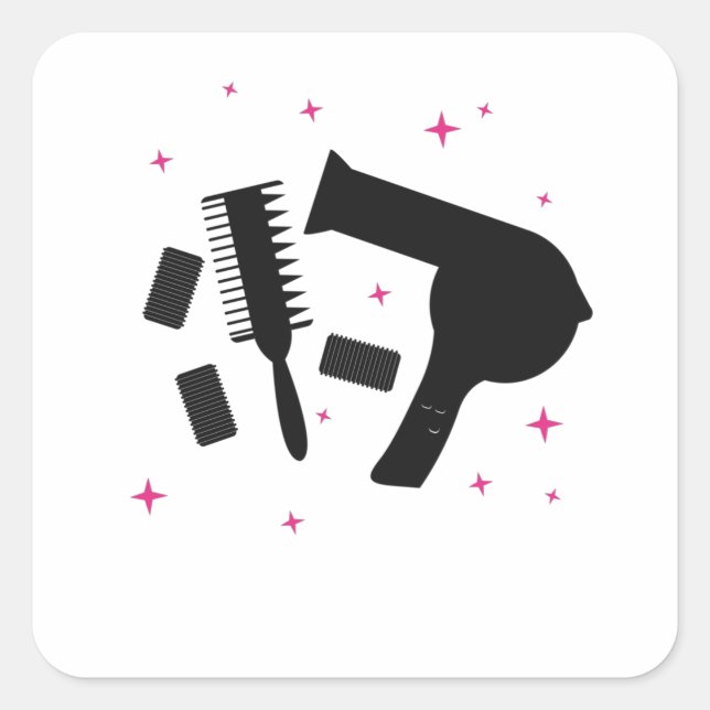 Hairdressing Salon Hairdresser Logo Hair Dryer Square Sticker (Front)