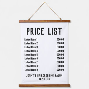 Hairdressing Salon Price List Hanging Tapestry