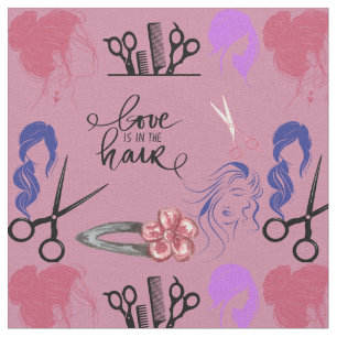 Hairdressing themed fabric   styles   scissors 