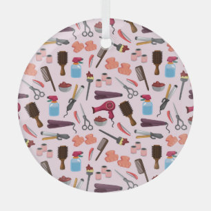 Hairdressing Tools, Seamless Stylish Pattern. Glass Tree Decoration