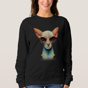 Hairless Sphynx Cat Alien UFO Portrait  1 Sweatshirt