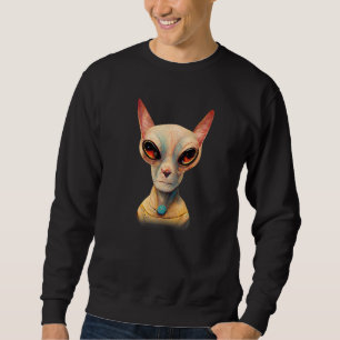Hairless Sphynx Cat Alien UFO Portrait   Sweatshirt