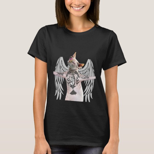 Hairless Sphynx Cat Kitty Tattoo Tattoos Piercing  T-Shirt (Front)