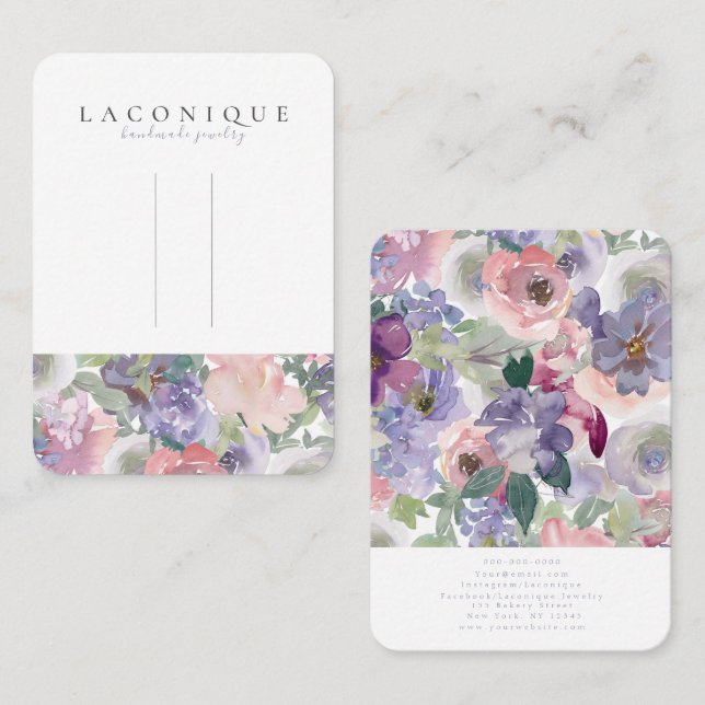 Hairpin Display | Floral | Watercolor  | Purple Bu Business Card (Front/Back)