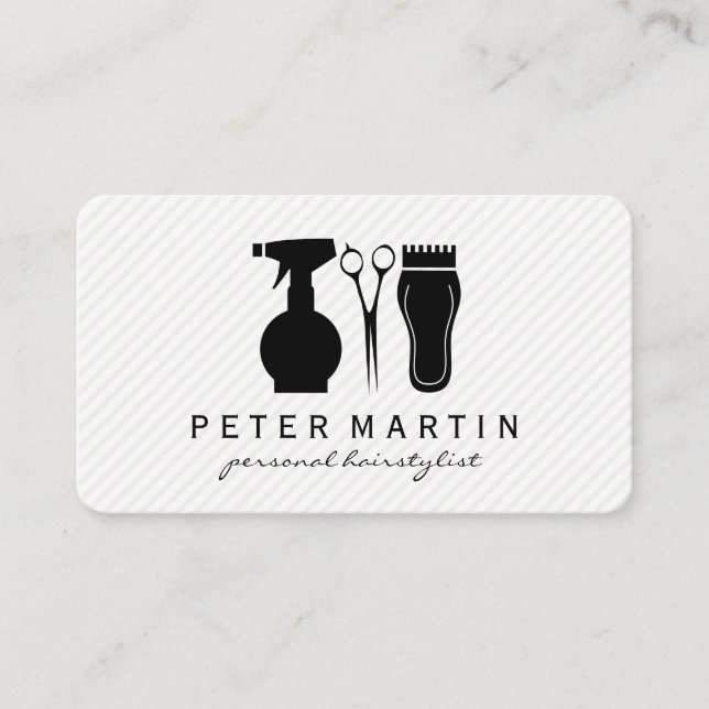 Hairspray Bottle, Shears, Clippers Business Card (Front)